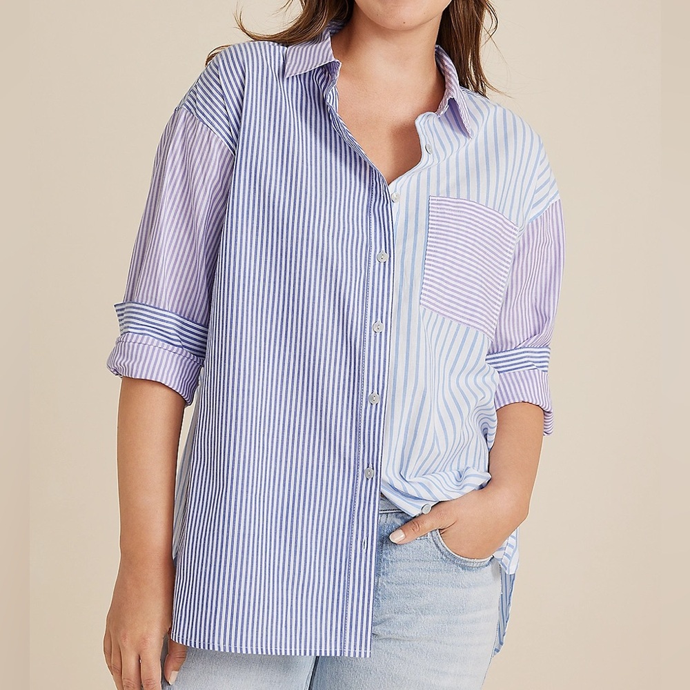 Maurice’s 90’s Prep oversized striped button down shirt size medium top blouse